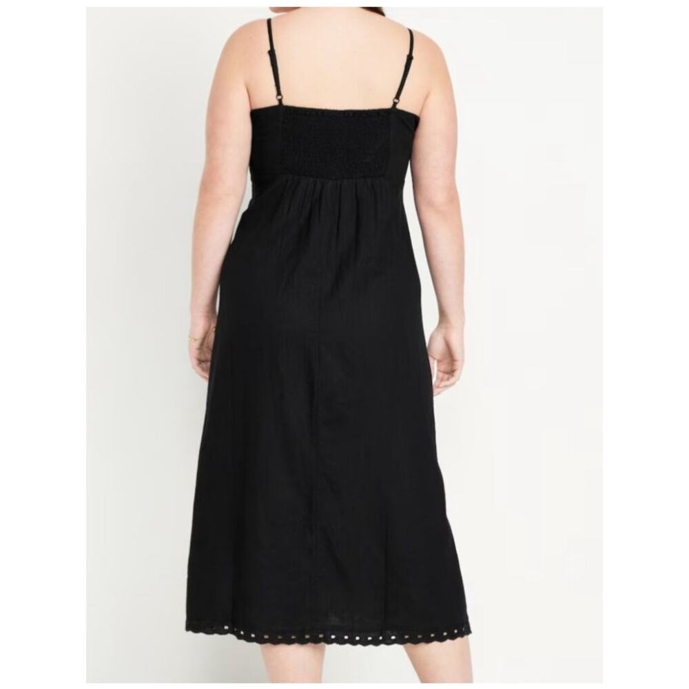 NEW Old Navy Linen Blend Cami Midi Dress in Black - Size 3X - Picture 2 of 8